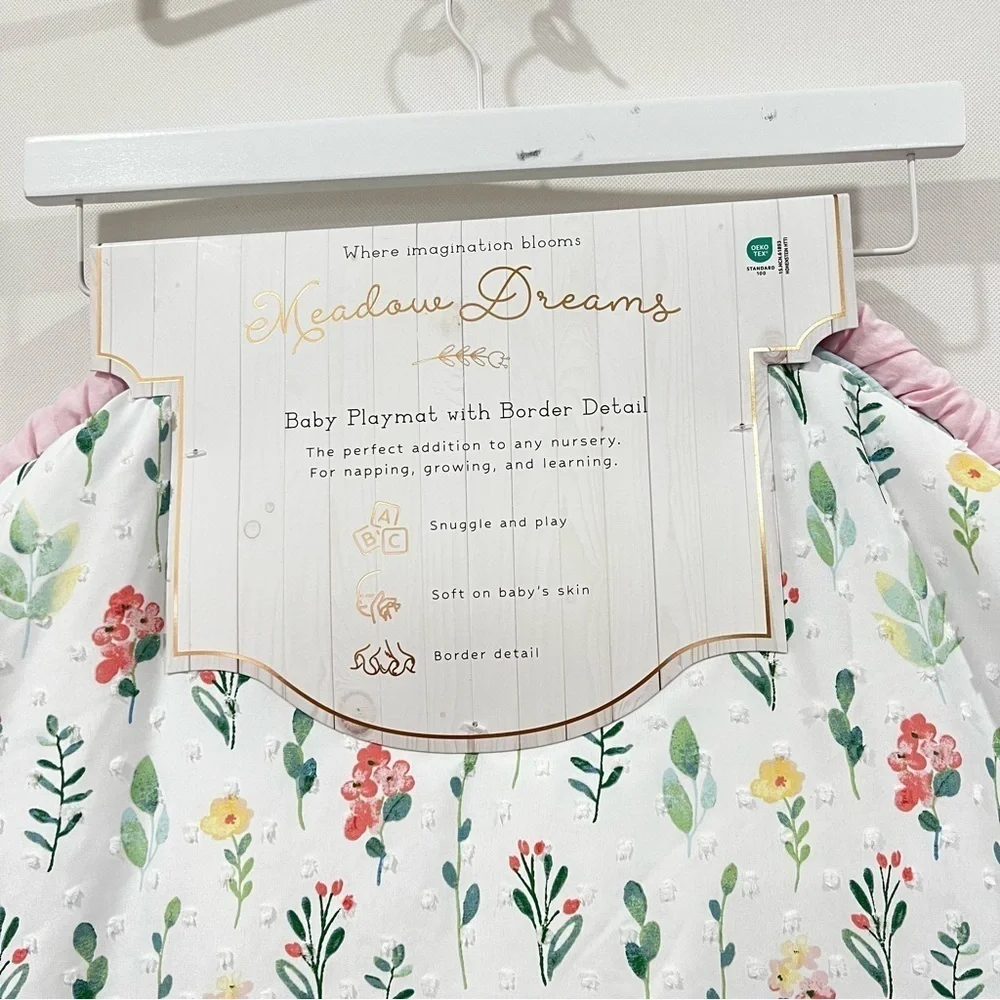 Meadow Dreams Baby Playmat with Border Round White/Pink Amelia Floral 36